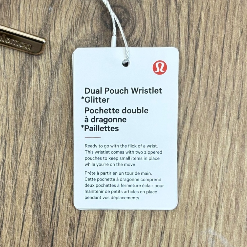NWT Lululemon Dual Pouch Wristlet *Glitter In Pink Champagne/Mink/Gold - Picture 6 of 8